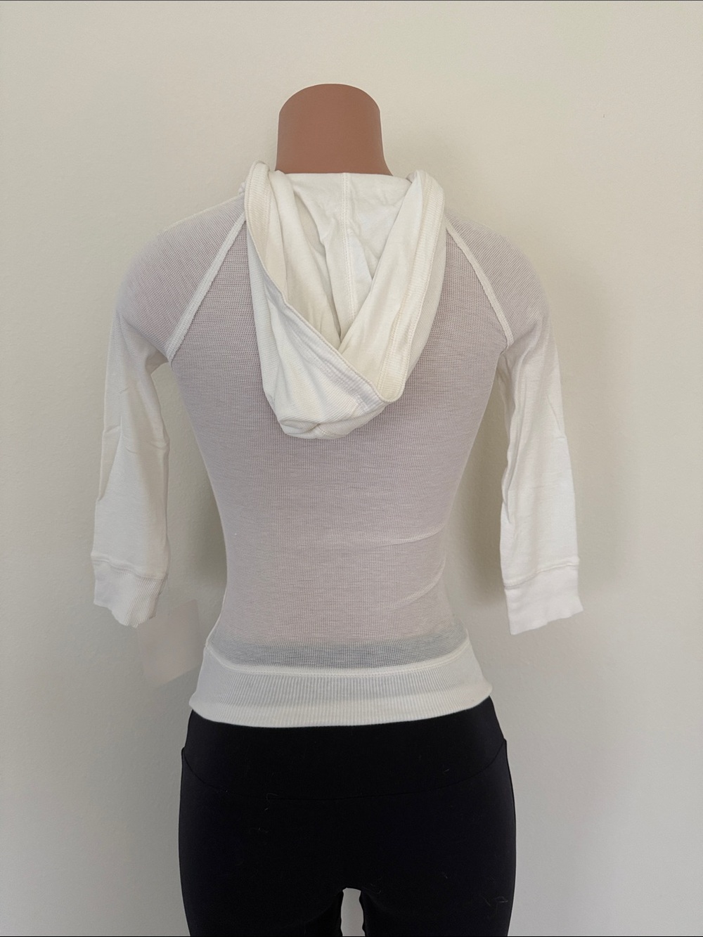 Abercrombie & Fitch White Henley Hoodie with Kangaroo Pocket - Picture 5 of 9